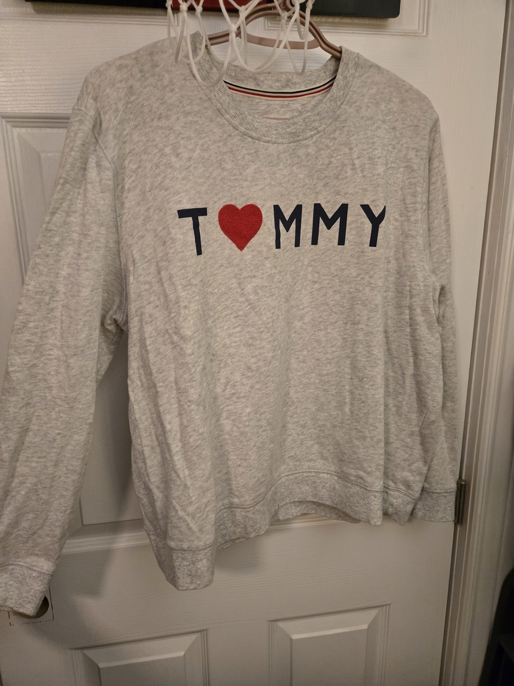 Tommy Hilfiger Gray Crewneck with Red Heart and Navy Logo